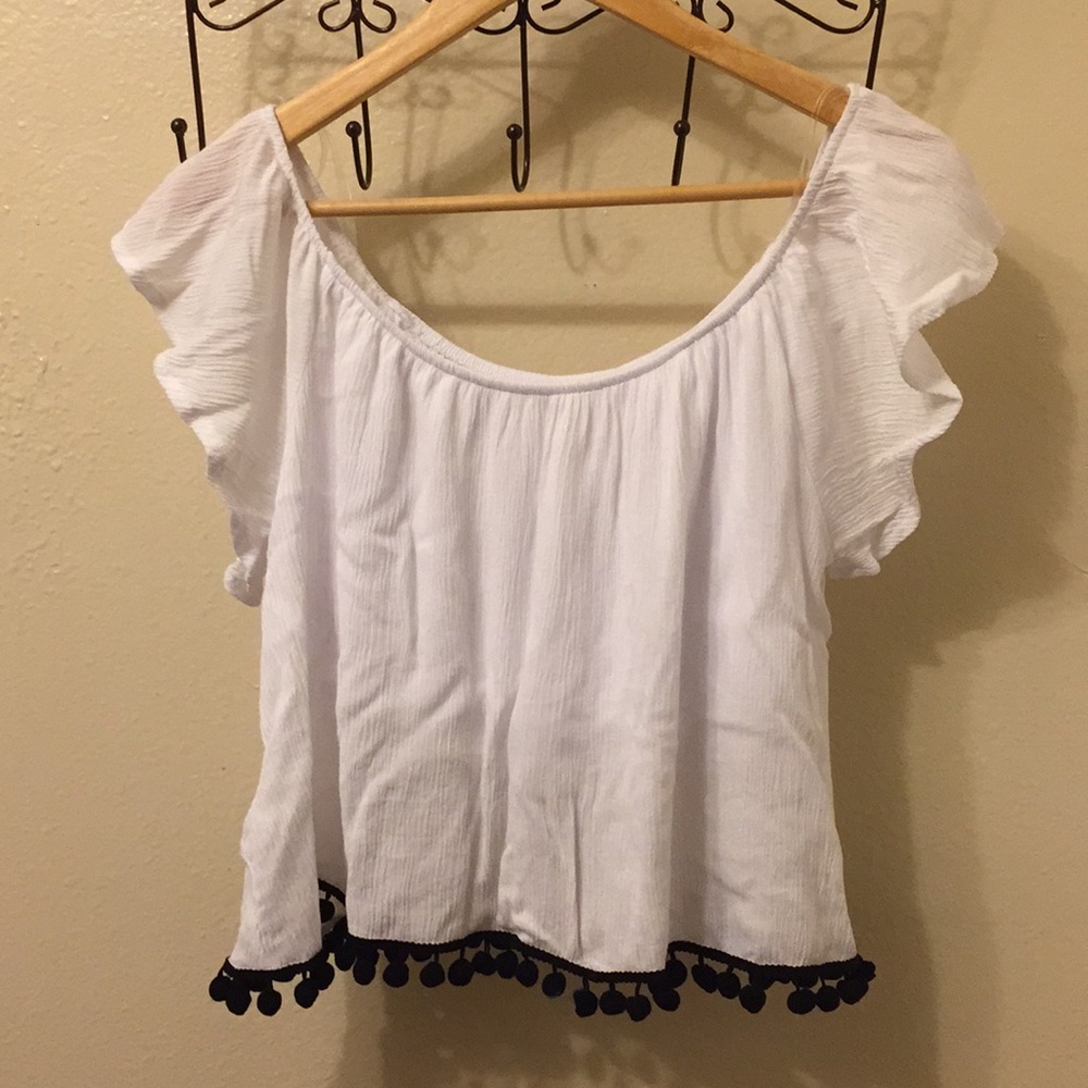Pacsun LA Hearts off shoulder white top